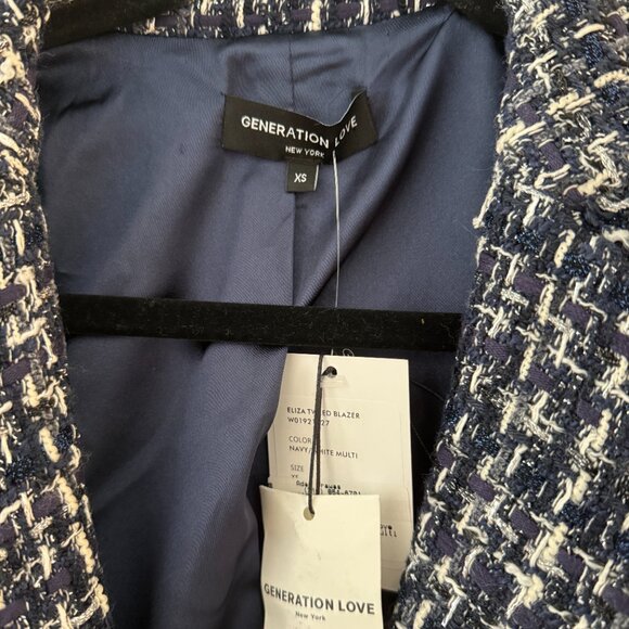 NWT Generation Love Navy Tweed Blazer - Picture 6 of 7